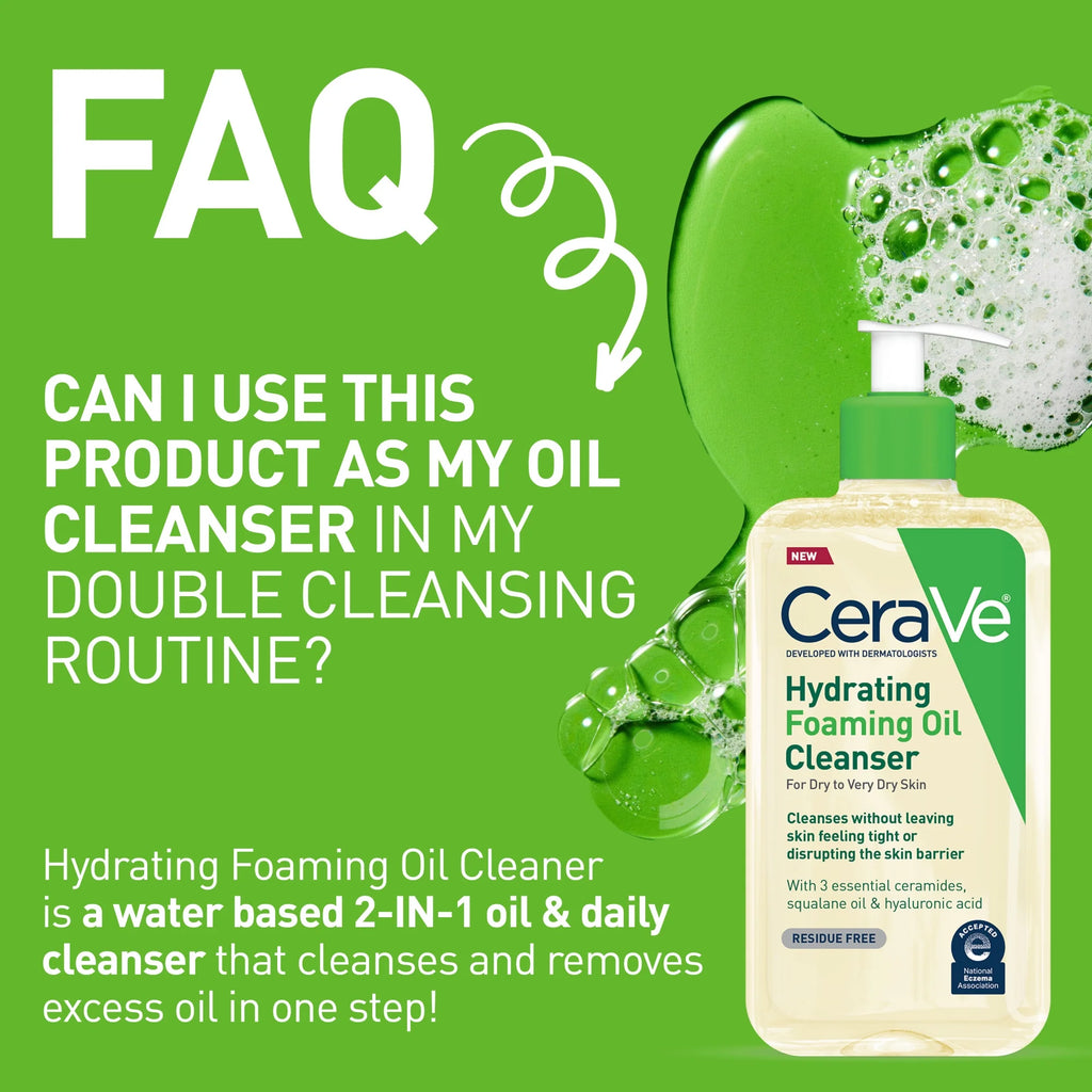 Hydrating Foaming Oil Facial Cleanser for Dry to Very Dry Skin 12 Fl Oz