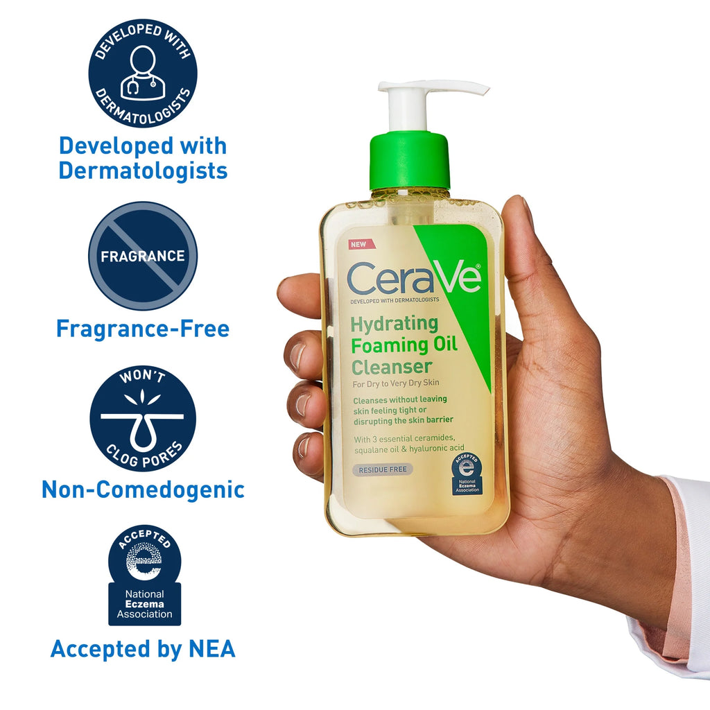 Hydrating Foaming Oil Facial Cleanser for Dry to Very Dry Skin 12 Fl Oz