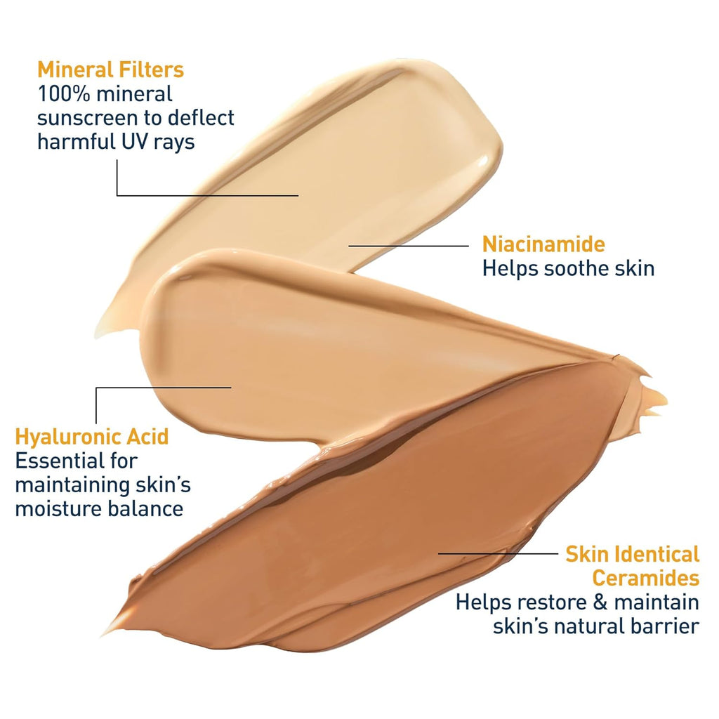 Hydrating Mineral Sunscreen SPF 30 with Sheer Tint, Tinted Mineral Sunscreen with Zinc Oxide & Titanium Dioxide, Blends Seamlessly for Healthy Glow, Light, 1.7 Oz