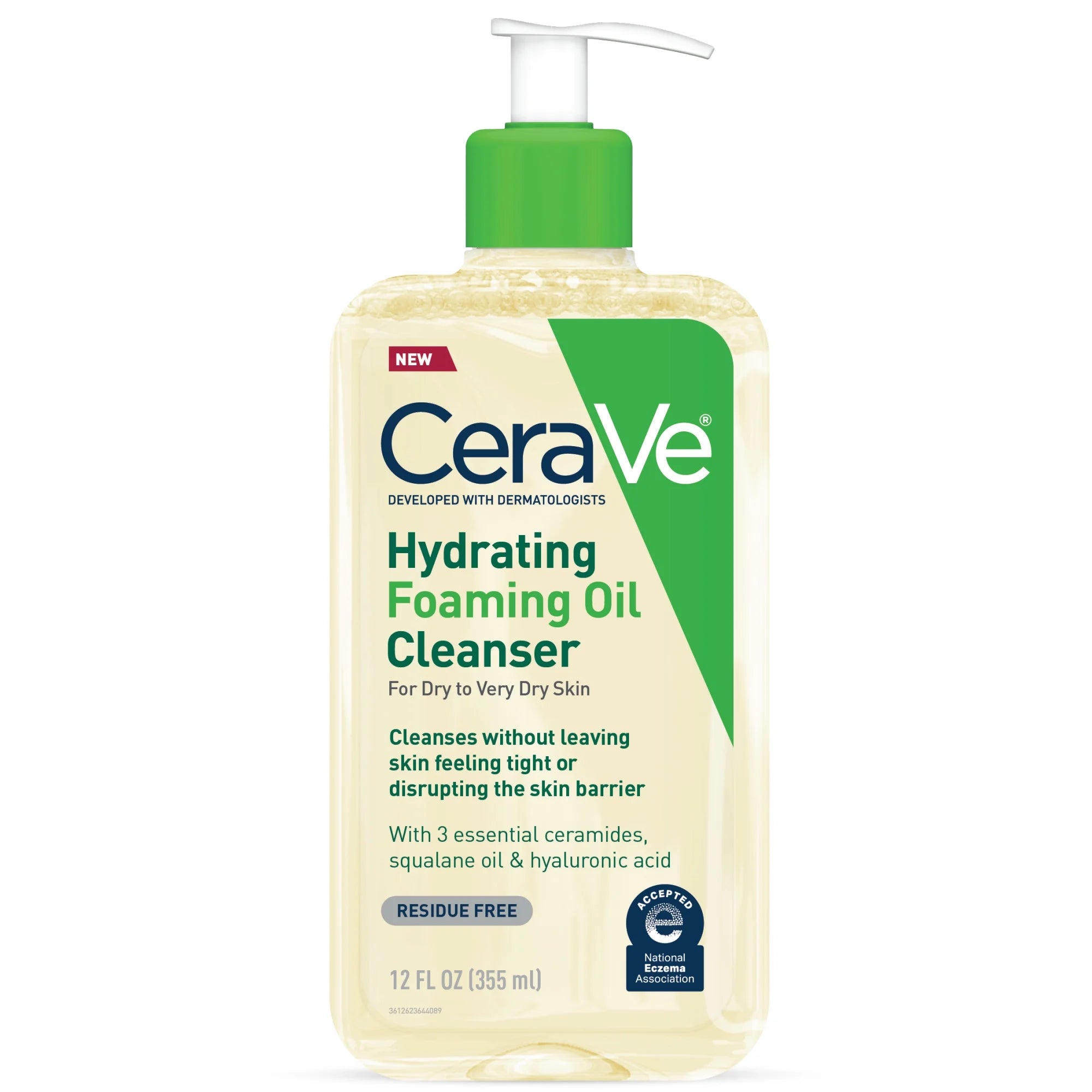 Hydrating Foaming Oil Facial Cleanser for Dry to Very Dry Skin 12 Fl Oz