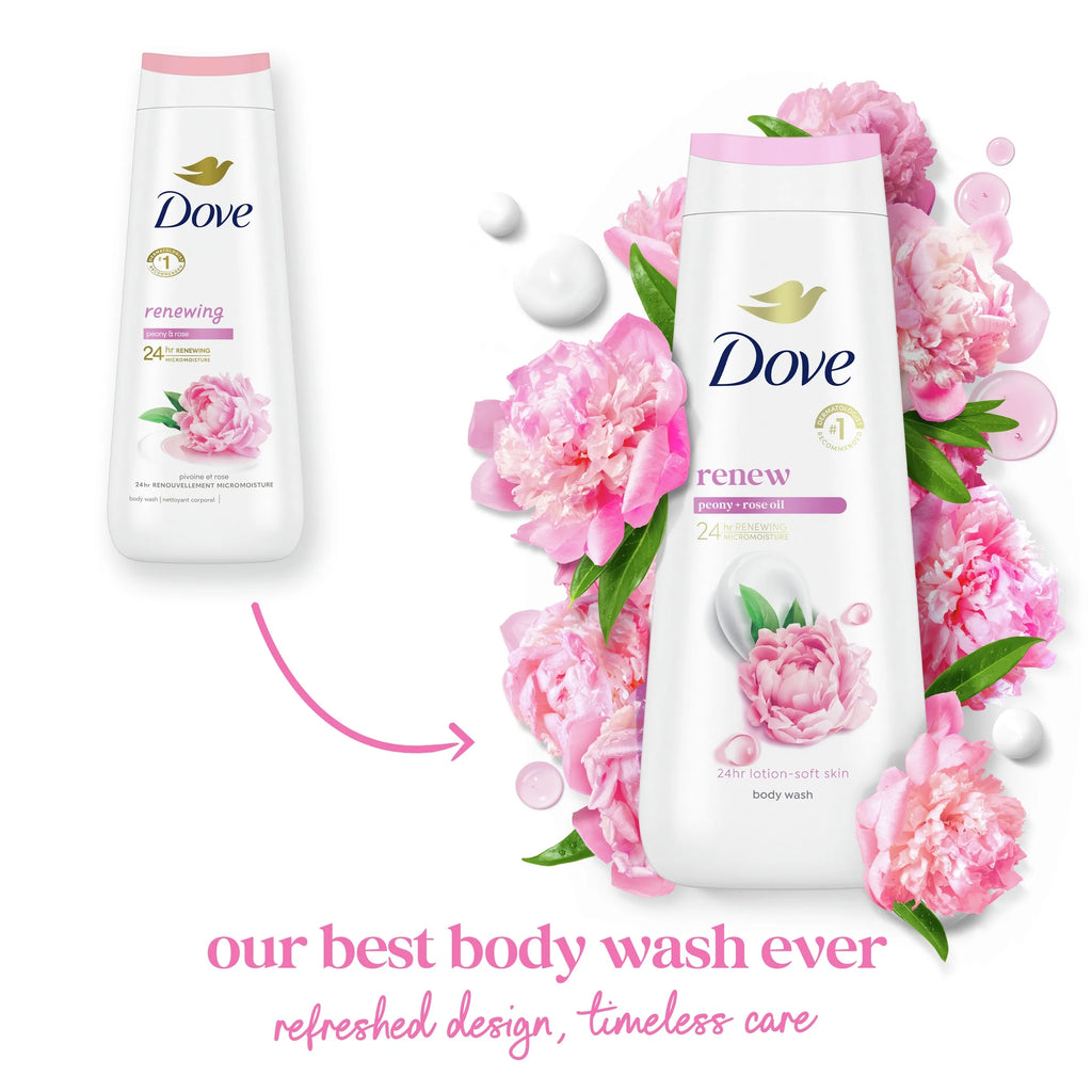 Women'S Body Wash Renewing Peony & Rose Oil Gentle Skin Cleanser All Skin, 20 Oz