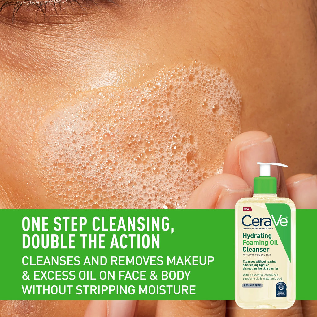 Hydrating Foaming Oil Facial Cleanser for Dry to Very Dry Skin 12 Fl Oz