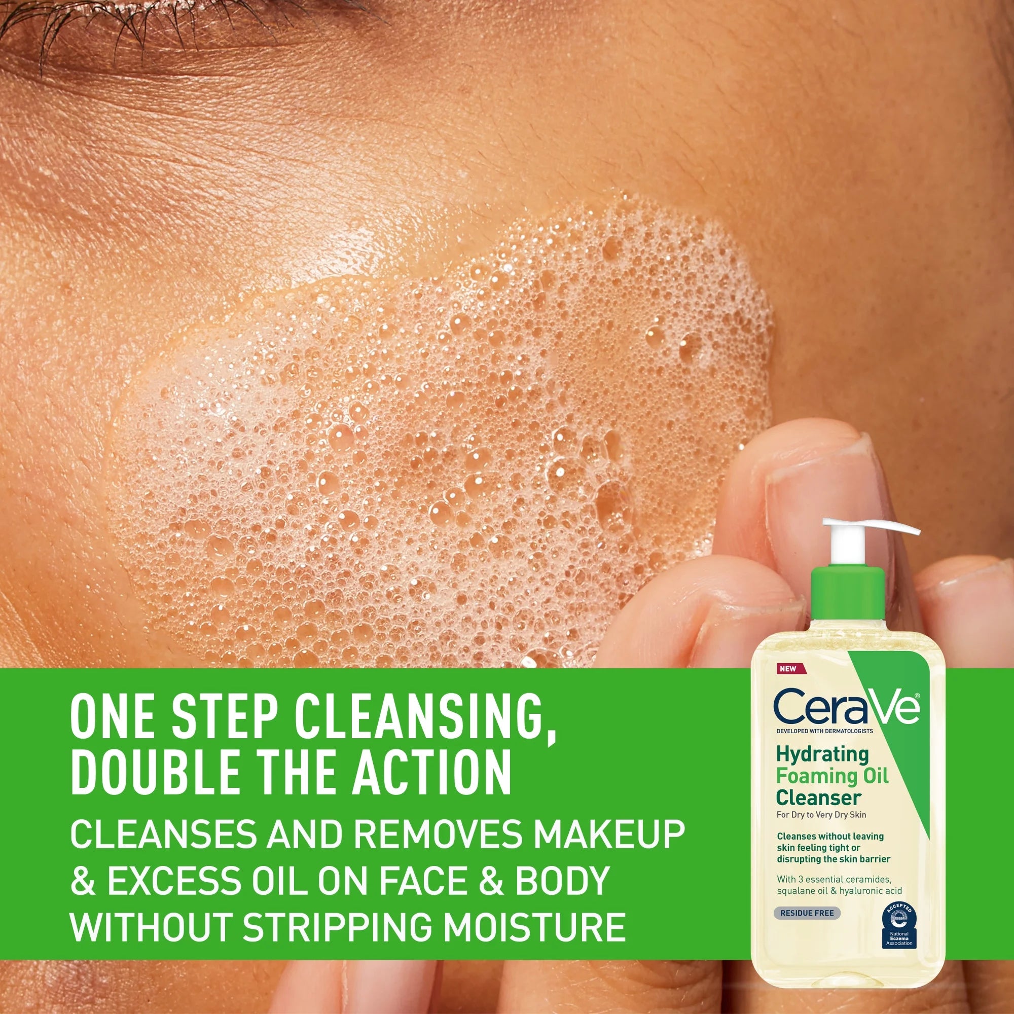Hydrating Foaming Oil Facial Cleanser for Dry to Very Dry Skin 12 Fl Oz